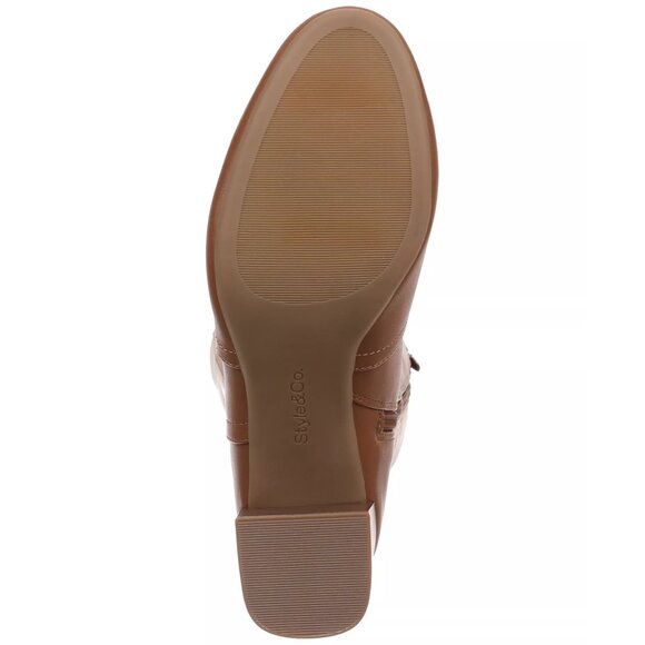 Style & Co Womens Comfor Buffyy Flare Tall Block Heel Boots Cognac Size 8.5M NIB - Picture 6 of 7